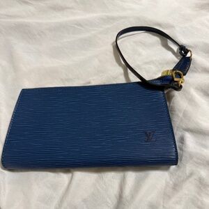 Louis Vuitton Blue Epi Pochette includes dust bag